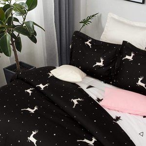 Soft Elk Printed Microfiber King Duvet Cover Set
